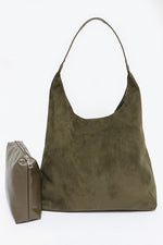 Faux Suede Oversize 2 In 1 Shoulder Bag - p3 Boutique
