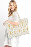 Fringe Edge Boho Printed Fashion Tote - p3 Boutique