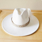 Gilded Cowboy Leather Hat Band w/ Feather accents - p3 Boutique