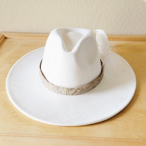 Gilded Cowboy Leather Hat Band w/ Feather accents - p3 Boutique