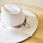 Gilded Cowboy Leather Hat Band w/ Feather accents - p3 Boutique