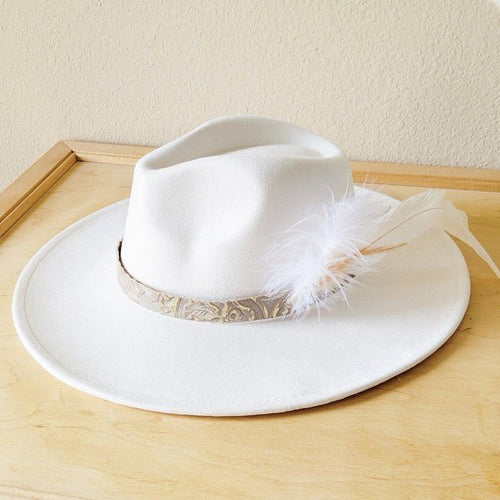 Gilded Cowboy Leather Hat Band w/ Feather accents - p3 Boutique