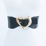 GOLD HEART SHAPED BUCKLE FASHION BELT - p3 Boutique