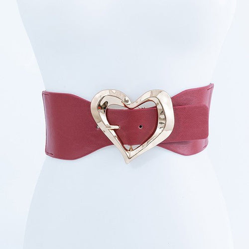 GOLD HEART SHAPED BUCKLE FASHION BELT - p3 Boutique