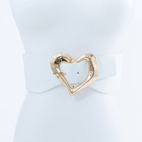 GOLD HEART SHAPED BUCKLE FASHION BELT - p3 Boutique