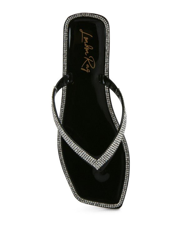 Golightly Diamante Stud Detail Thong Flats - p3 Boutique