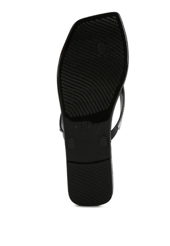 Golightly Diamante Stud Detail Thong Flats - p3 Boutique