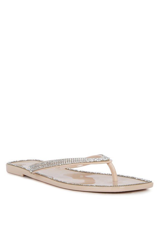 Golightly Diamante Stud Detail Thong Flats - p3 Boutique