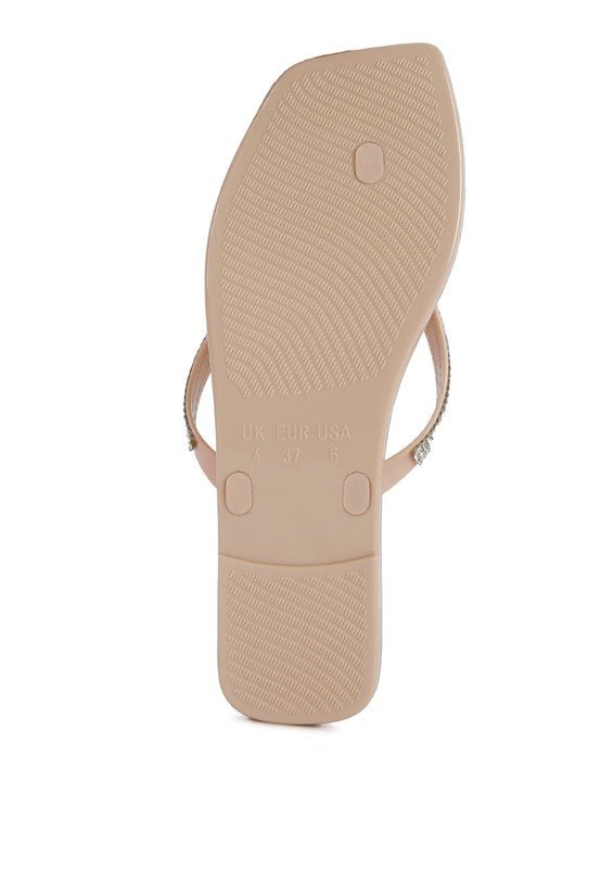 Golightly Diamante Stud Detail Thong Flats - p3 Boutique