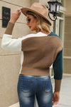 Green and White Batwing Sleeve Sweater - p3 Boutique
