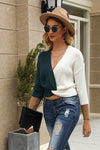 Green and White Batwing Sleeve Sweater - p3 Boutique