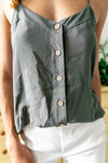 Green Peony Button - Up Tank - p3 Boutique