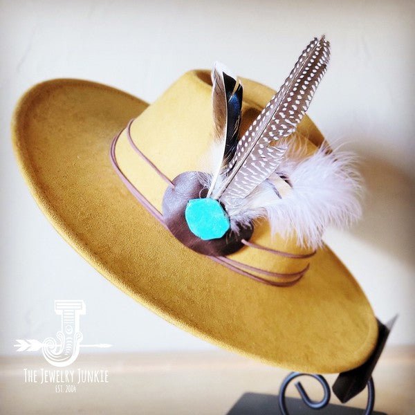 Guinea Marabou Feather&TurqSlab Hatband Choice Hat - p3 Boutique