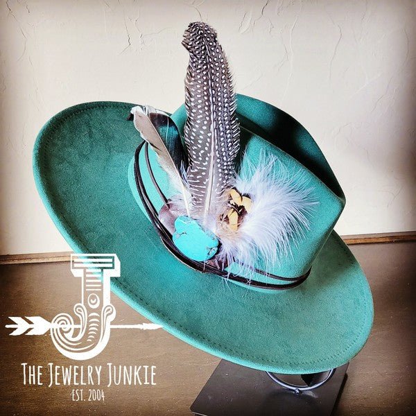Guinea Marabou Feather&TurqSlab Hatband Choice Hat - p3 Boutique