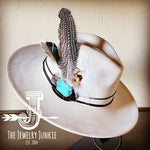 Guinea Marabou Feather&TurqSlab Hatband Choice Hat - p3 Boutique