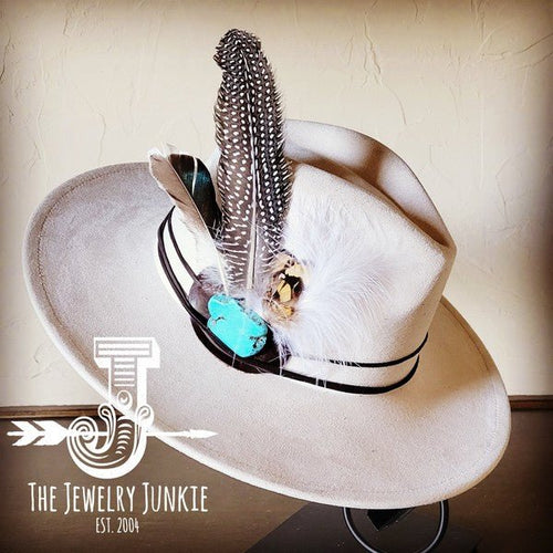 Guinea Marabou Feather&TurqSlab Hatband Choice Hat - p3 Boutique