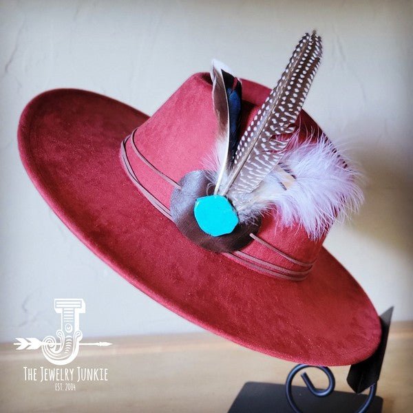 Guinea Marabou Feather&TurqSlab Hatband Choice Hat - p3 Boutique