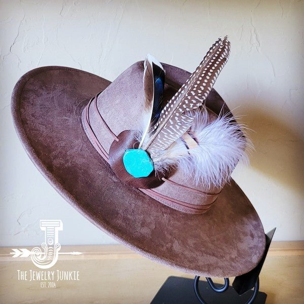 Guinea Marabou Feather&TurqSlab Hatband Choice Hat - p3 Boutique