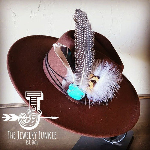 Guinea Marabou Feather&TurqSlab Hatband Choice Hat - p3 Boutique