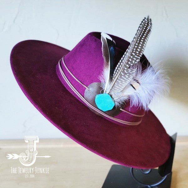 Guinea Marabou Feather&TurqSlab Hatband Choice Hat - p3 Boutique