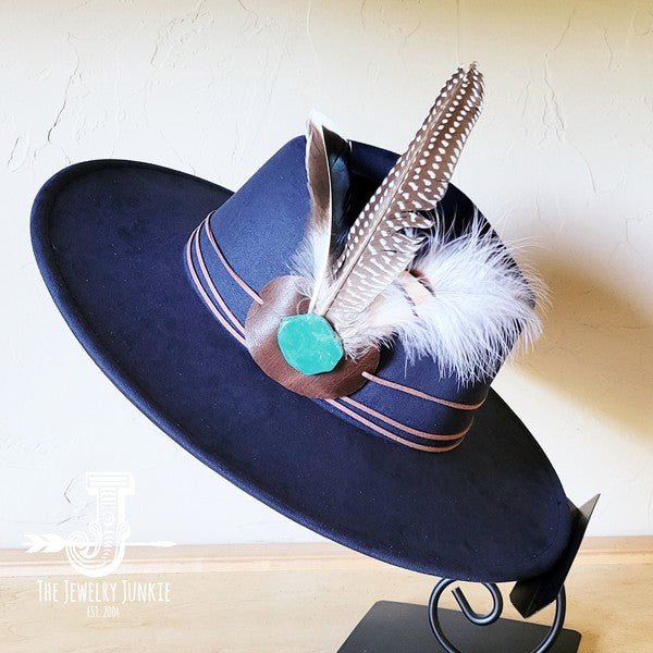 Guinea Marabou Feather&TurqSlab Hatband Choice Hat - p3 Boutique