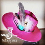 Guinea Marabou Feather&TurqSlab Hatband Choice Hat - p3 Boutique