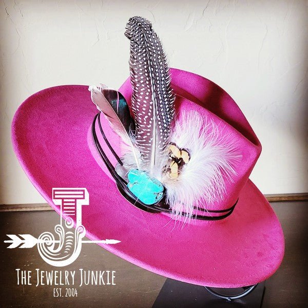 Guinea Marabou Feather&TurqSlab Hatband Choice Hat - p3 Boutique