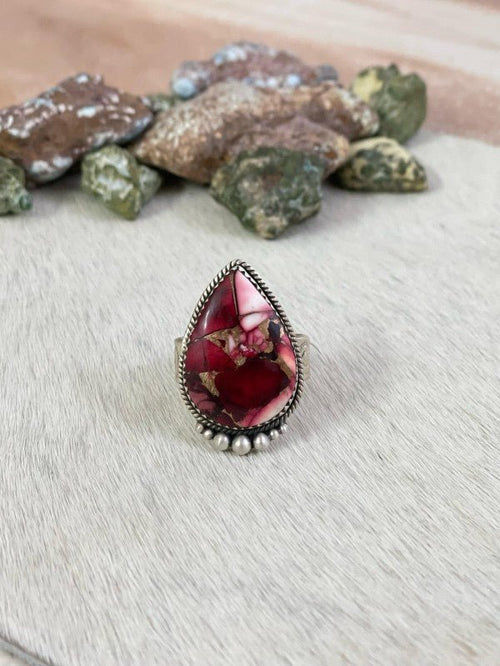 Handmade Sterling Silver Red Rose Dahlia Adjustabl - p3 Boutique