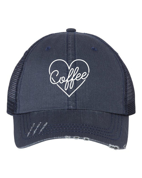 Heart and Coffee Embroidered Trucker Hat - p3 Boutique