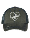 Heart and Coffee Embroidered Trucker Hat - p3 Boutique