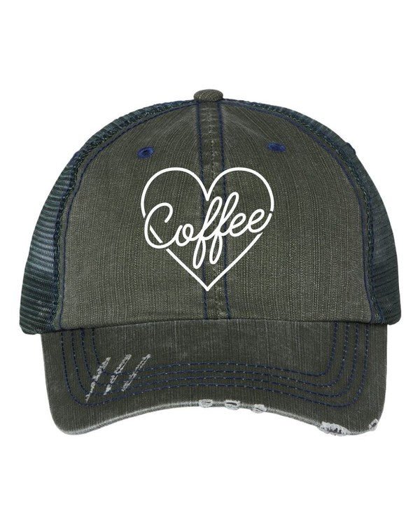 Heart and Coffee Embroidered Trucker Hat - p3 Boutique