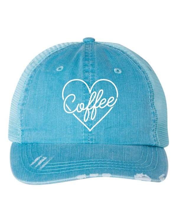Heart and Coffee Embroidered Trucker Hat - p3 Boutique