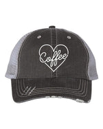 Heart and Coffee Embroidered Trucker Hat - p3 Boutique
