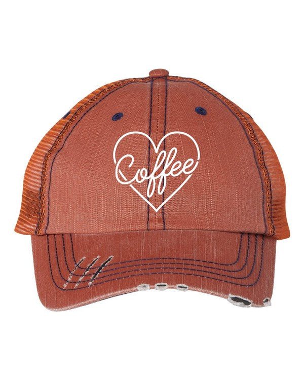 Heart and Coffee Embroidered Trucker Hat - p3 Boutique