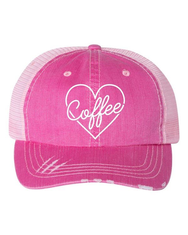 Heart and Coffee Embroidered Trucker Hat - p3 Boutique