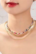 herringbone and seed bead choker chain set - p3 Boutique