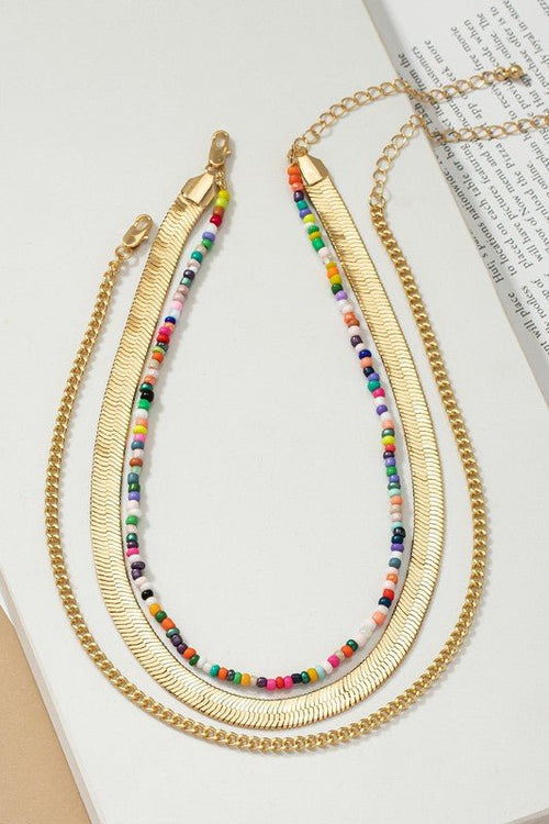 herringbone and seed bead choker chain set - p3 Boutique