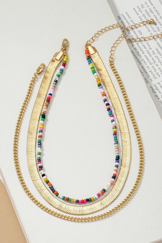 herringbone and seed bead choker chain set - p3 Boutique