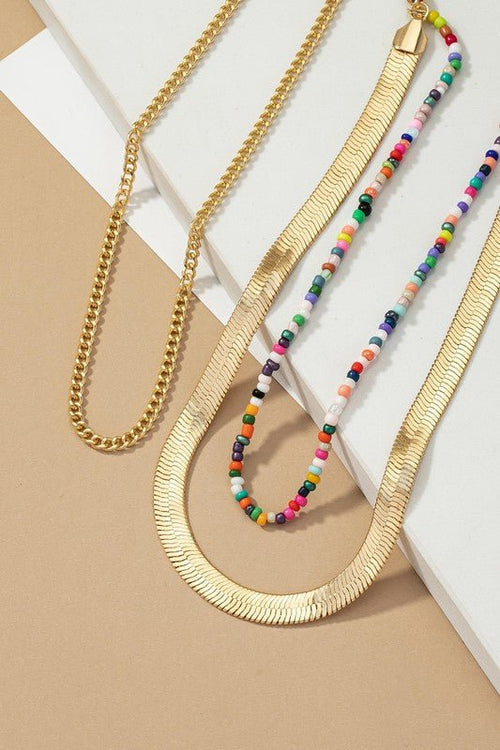 herringbone and seed bead choker chain set - p3 Boutique
