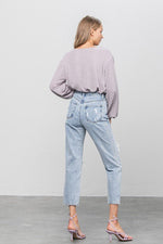 High Rise Ripped Girlfriend Jeans - p3 Boutique
