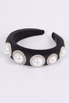 Iconic Pearl Stone Puffy Velvet Headband - p3 Boutique