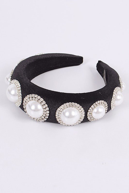 Iconic Pearl Stone Puffy Velvet Headband - p3 Boutique