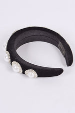 Iconic Pearl Stone Puffy Velvet Headband - p3 Boutique