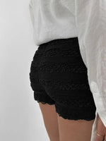Lace Bow Elastic Waist Shorts - p3 Boutique