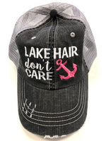 Lake Hair Don't Care Blue Anchor Trucker Hat - p3 Boutique