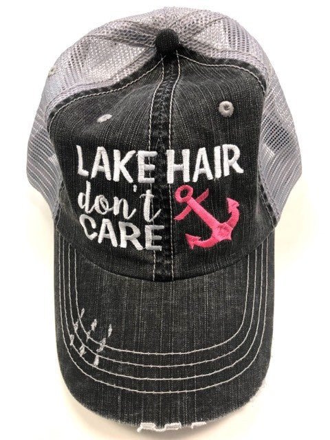 Lake Hair Don't Care Blue Anchor Trucker Hat - p3 Boutique