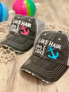 Lake Hair Don't Care Blue Anchor Trucker Hat - p3 Boutique