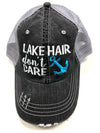 Lake Hair Don't Care Blue Anchor Trucker Hat - p3 Boutique
