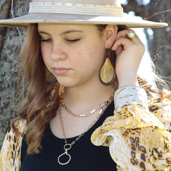 Large Woven Teardrop Earring in Mustard - p3 Boutique