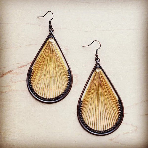 Large Woven Teardrop Earring in Mustard - p3 Boutique